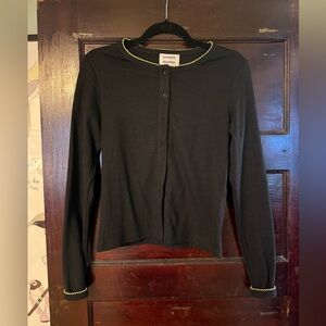 Damson Madder Sybil Pointelle Cardi in Black